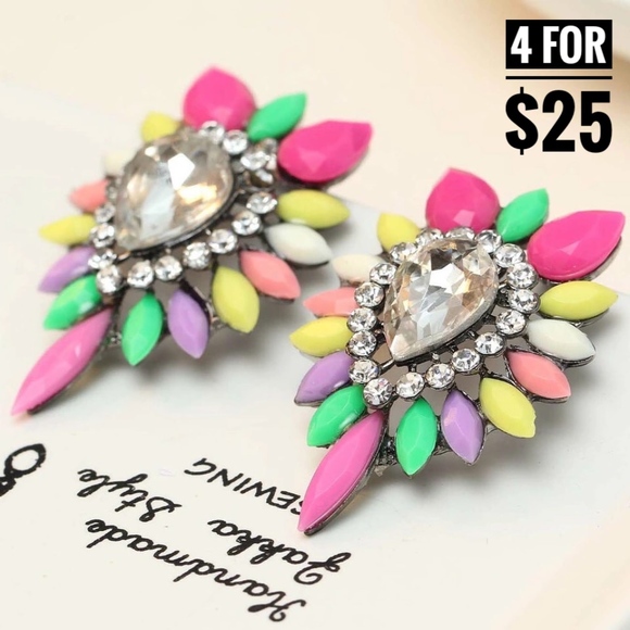 4 for $25 SALE!!!! Fashion Colorful Earrings Studs - Picture 2 of 3